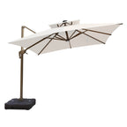 Quitasol cuadrado blanco con luz 3x3m + Base quitasol 130L