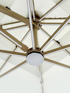 Quitasol cuadrado blanco con luz 3x3m + Base quitasol 130L
