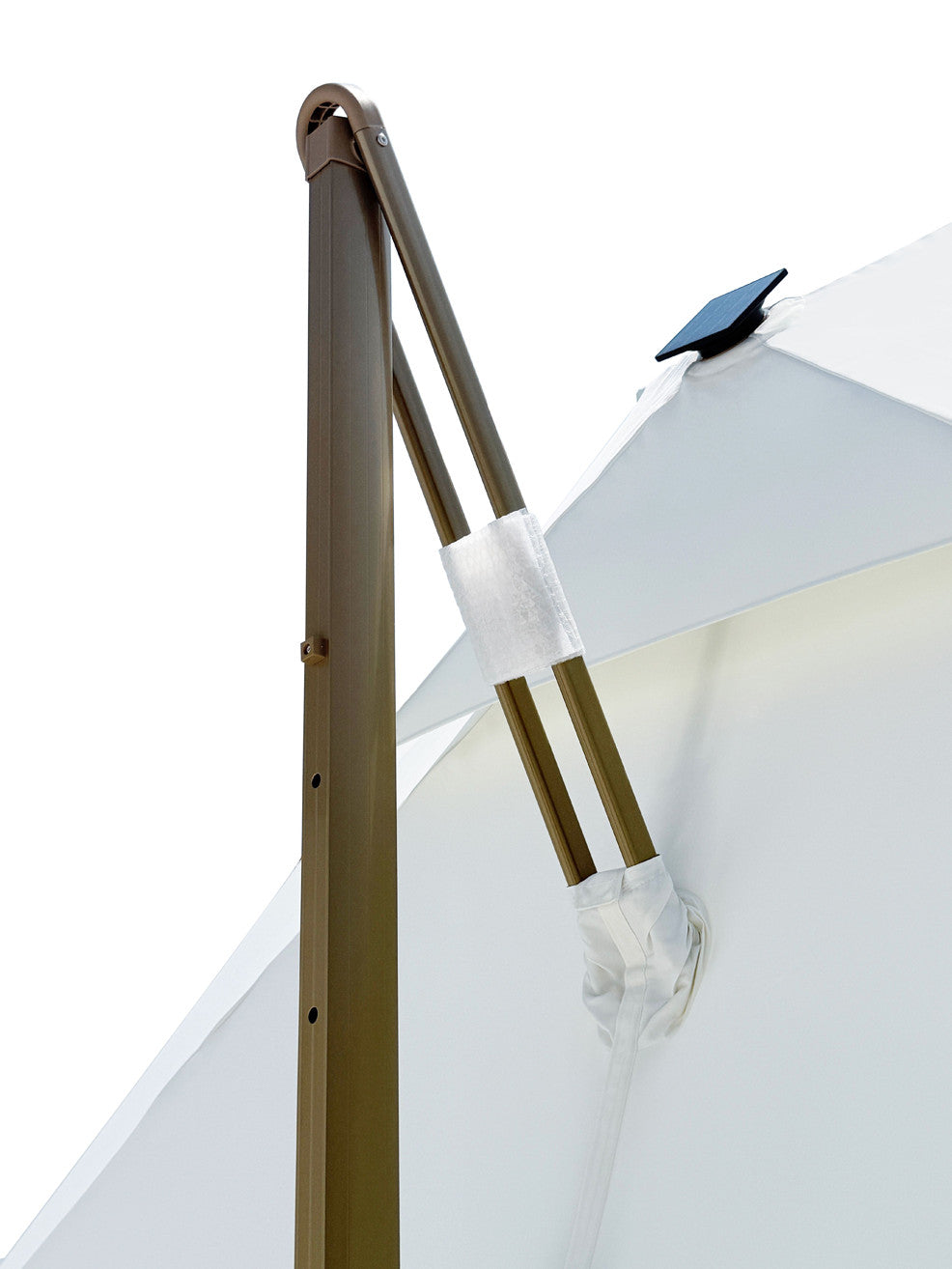 Quitasol cuadrado blanco con luz 3x3m + Base quitasol 130L