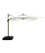 Quitasol cuadrado blanco con luz 3x3m + Base quitasol 130L