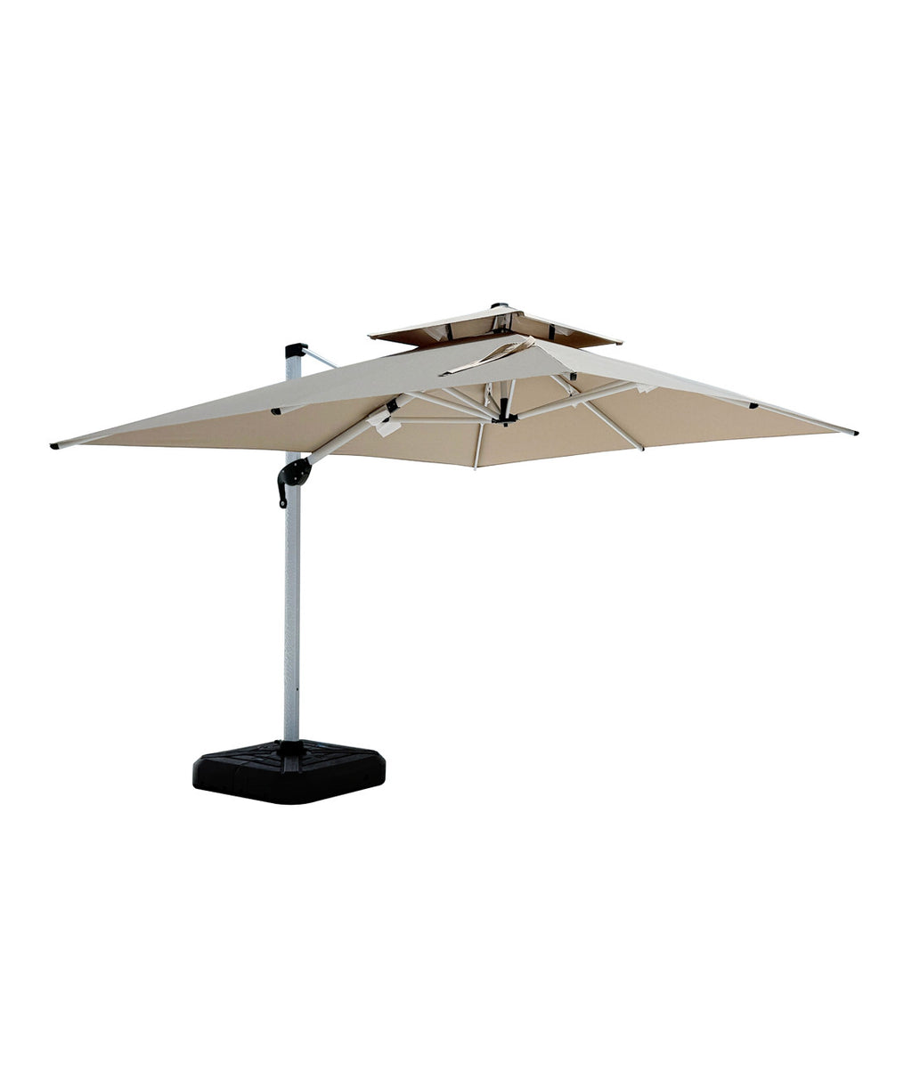 Quitasol cuadrado khaki 3x3m + Base quitasol 130L