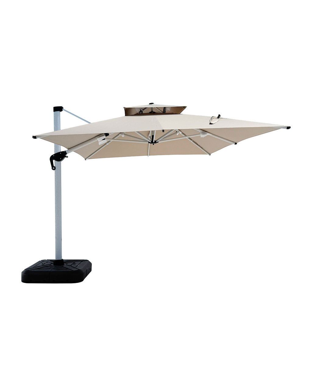 Quitasol cuadrado khaki 3x3m + Base quitasol 130L