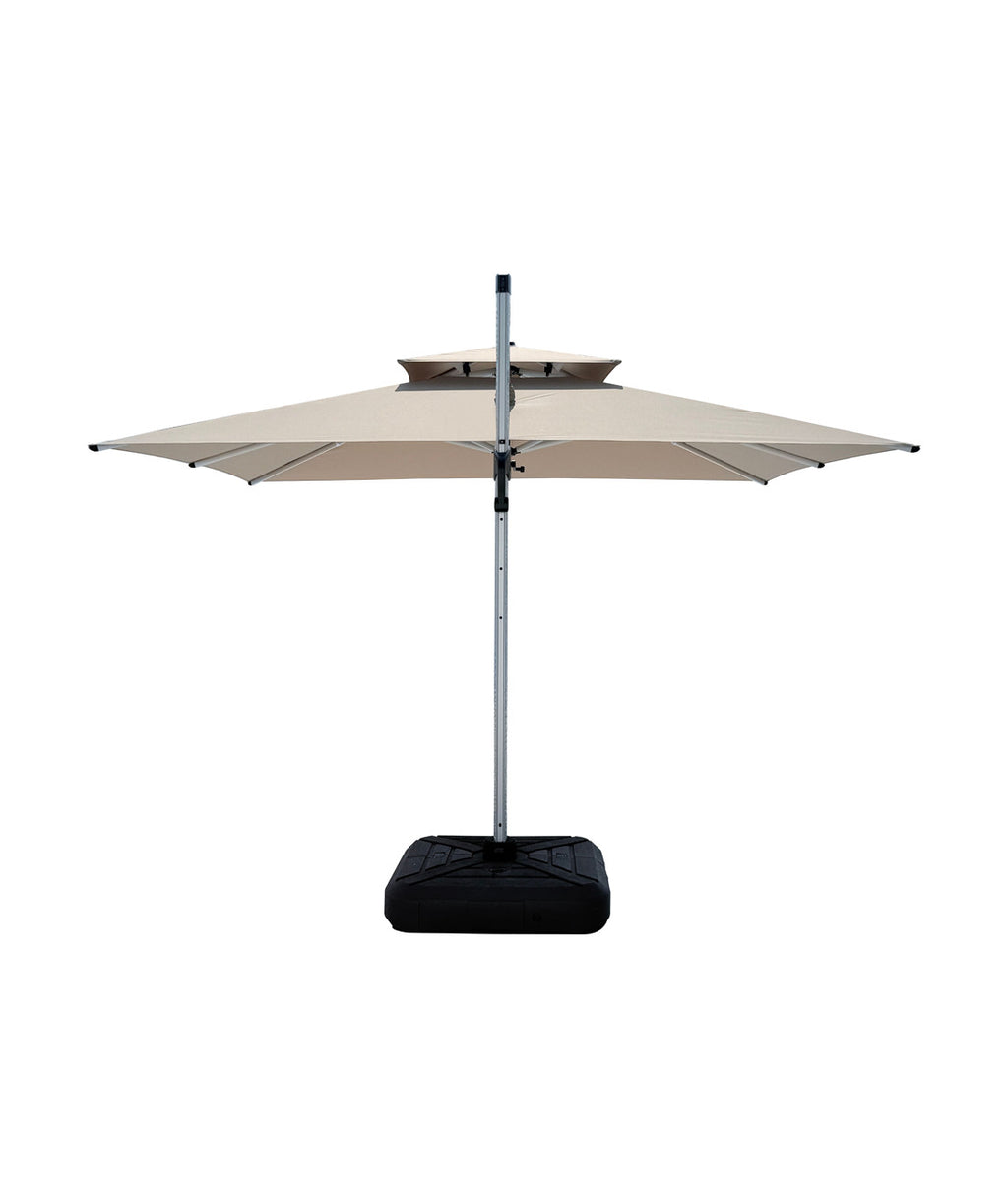 Quitasol cuadrado khaki 3x3m + Base quitasol 130L