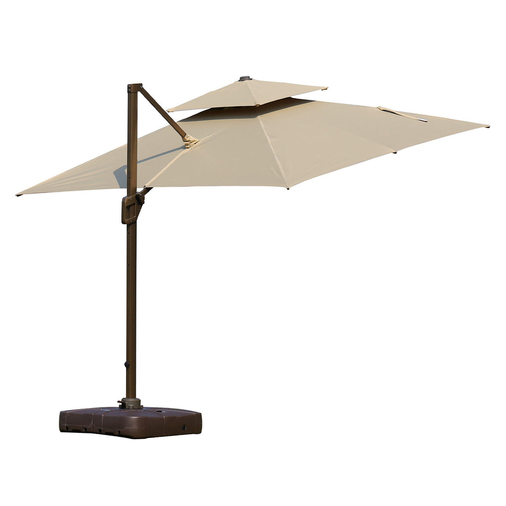 Quitasol cuadrado khaki 3x3m + Base quitasol 130L