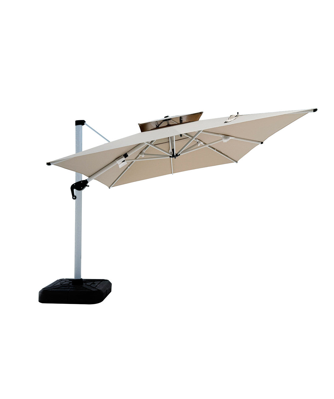 Quitasol cuadrado khaki 3x3m + Base quitasol 130L