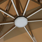 Quitasol cuadrado khaki con luz 3x3m + Base quitasol 130L