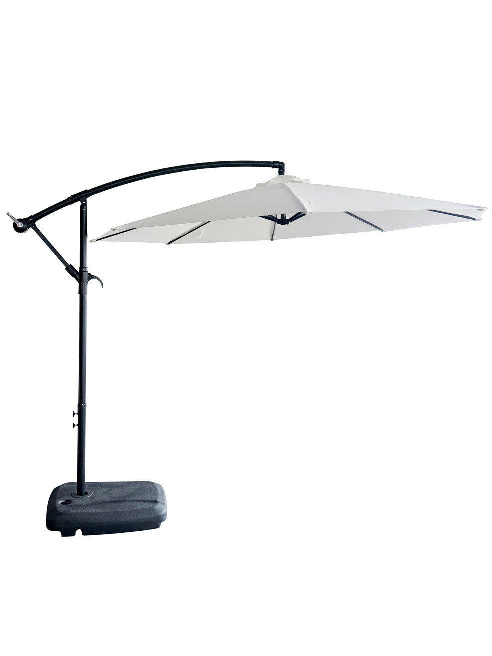 Quitasol redondo blanco 3m + Base quitasol 60L con ruedas