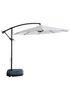 Quitasol redondo blanco 3m + Base quitasol 60L con ruedas