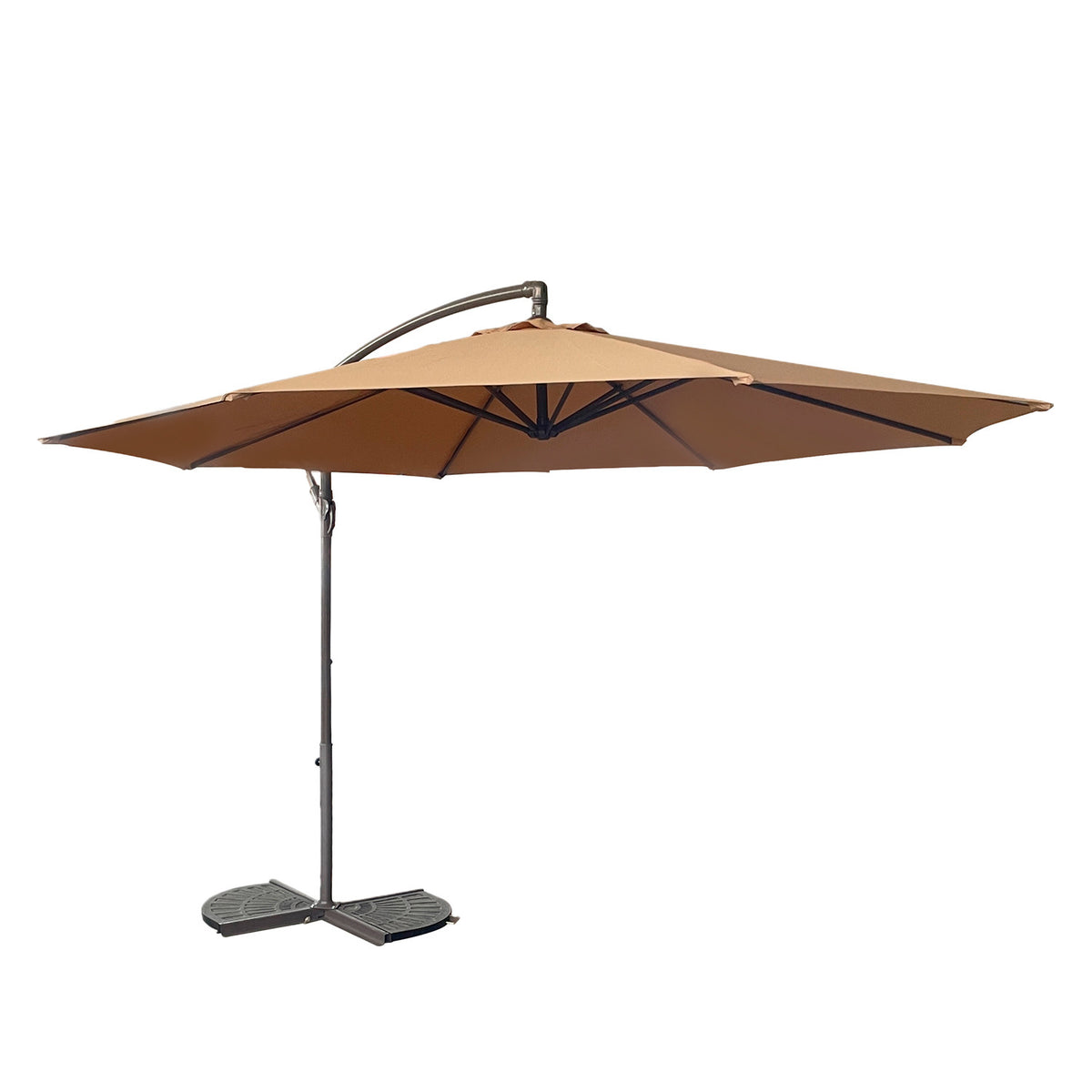 Quitasol redondo khaki 3m + Base quitasol 60L con ruedas