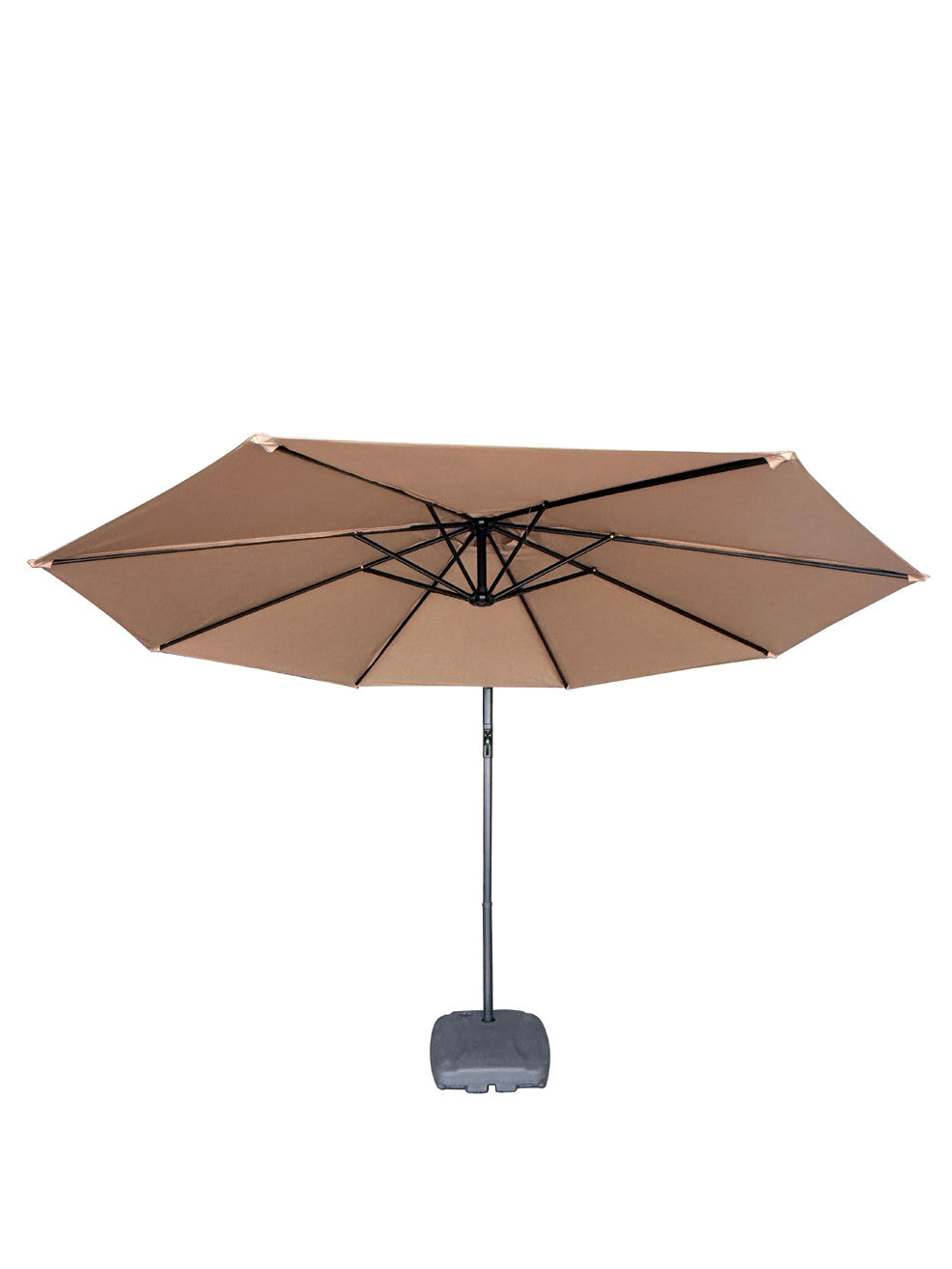 Quitasol redondo khaki 3m + Base quitasol 60L con ruedas