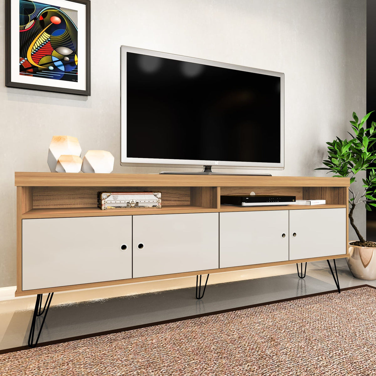 Rack TV Liberty café-blanco