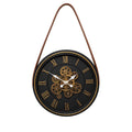 Reloj pared 43cm con correa café