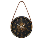 Reloj pared 43cm con correa café