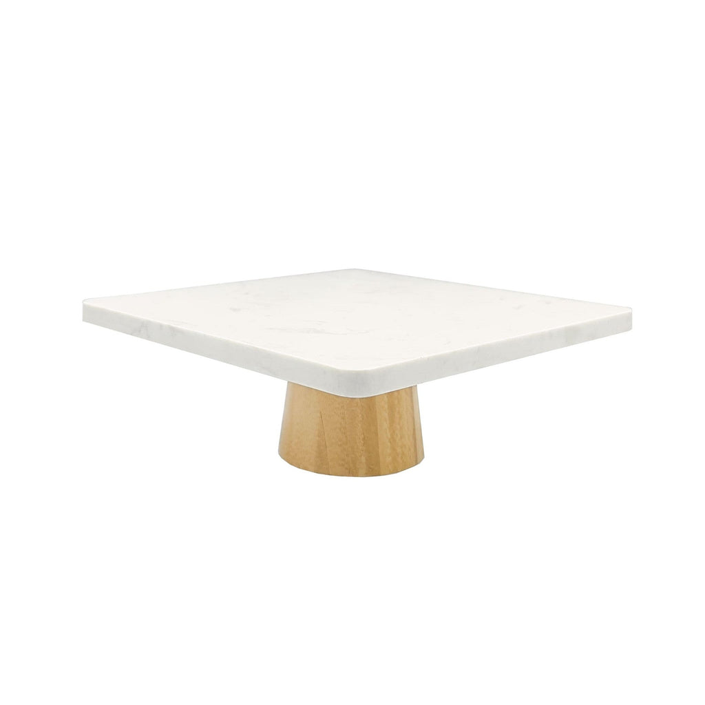 Stand para torta mármol bambú 25,5x25,5x9,5cm