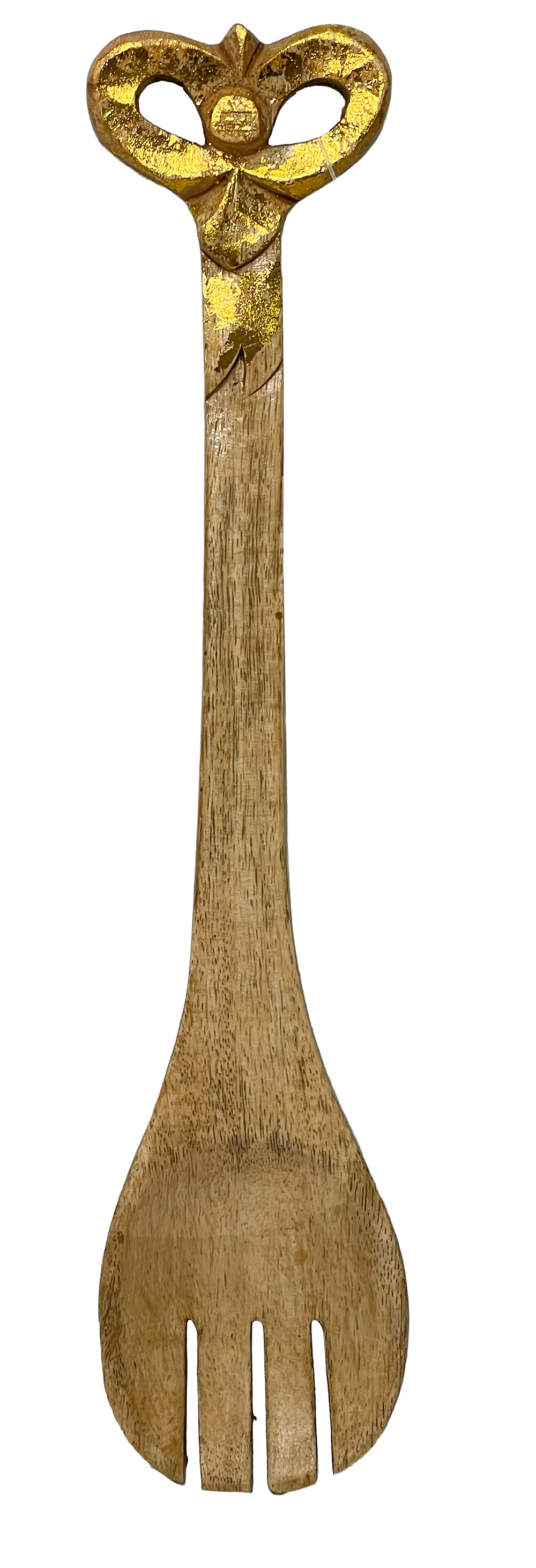 Tenedor madera con folio dorado 34cm