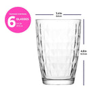 Vaso largo diamante 415ml set de 6