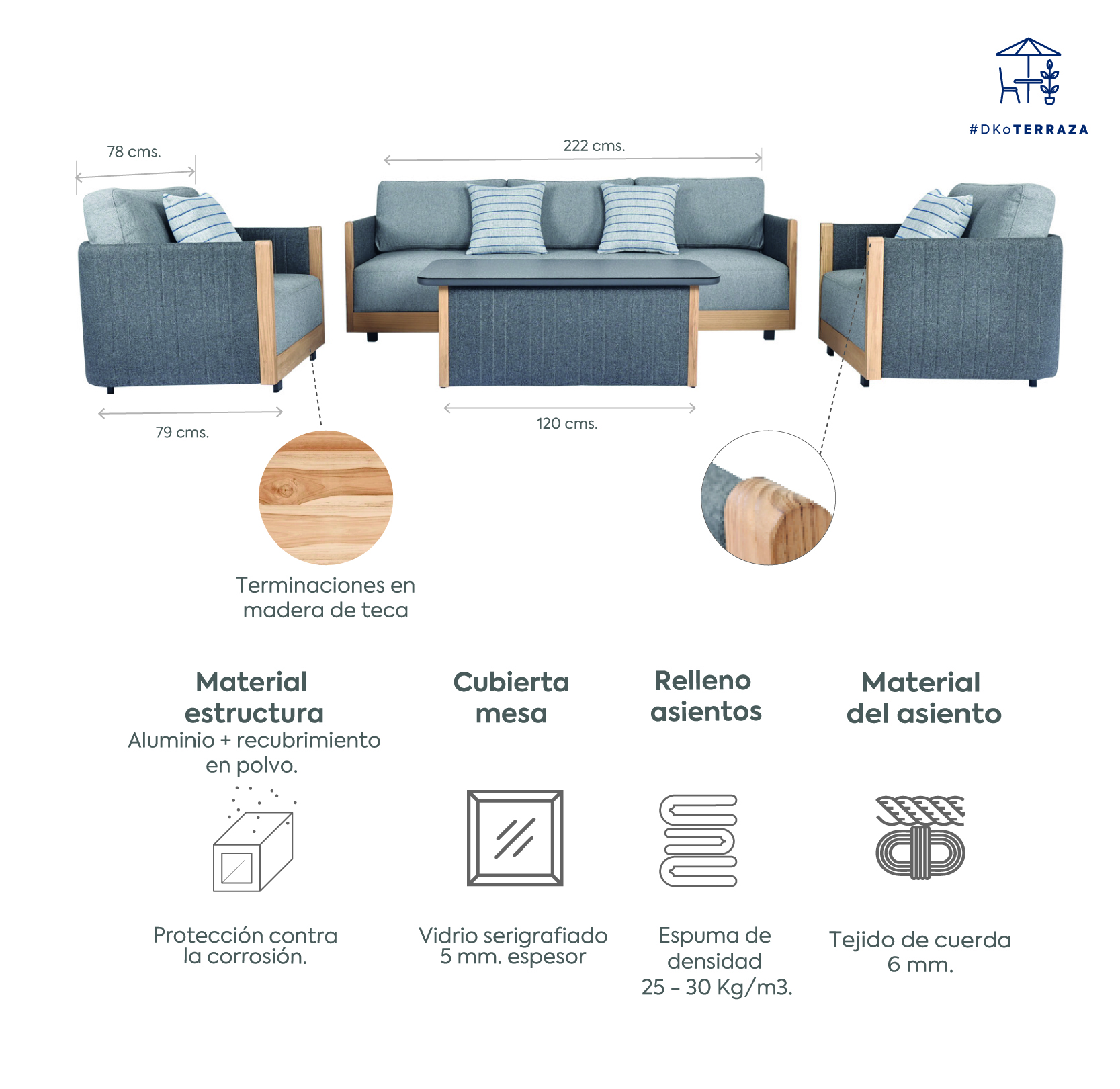 Juego living terraza Serena 3-1-1