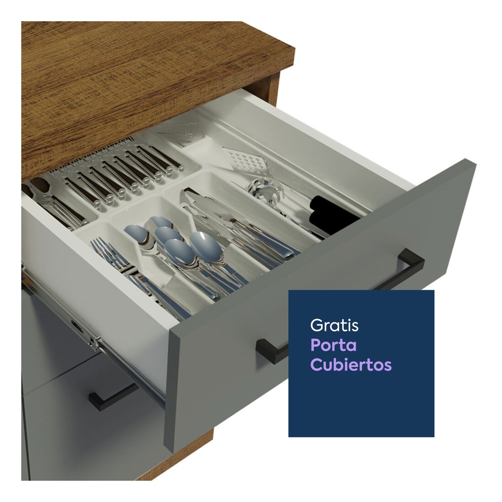 Base cocina Agata gris 3 cajones 60cm