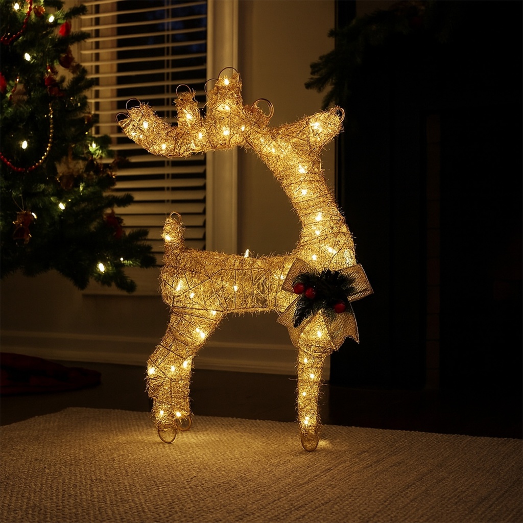 Figura navideña 40cm 30 luces LED ciervo