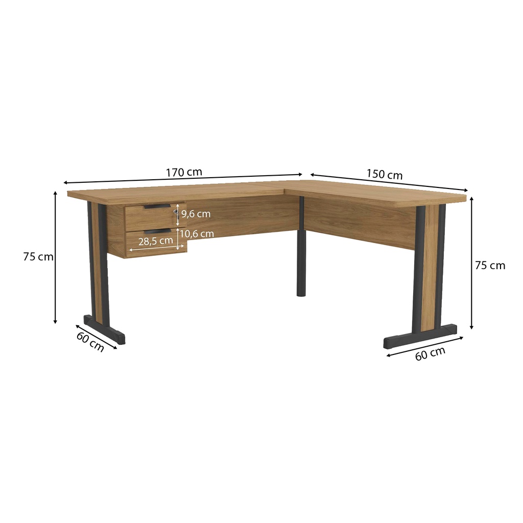 Escritorio Teca Italia en L 170cm