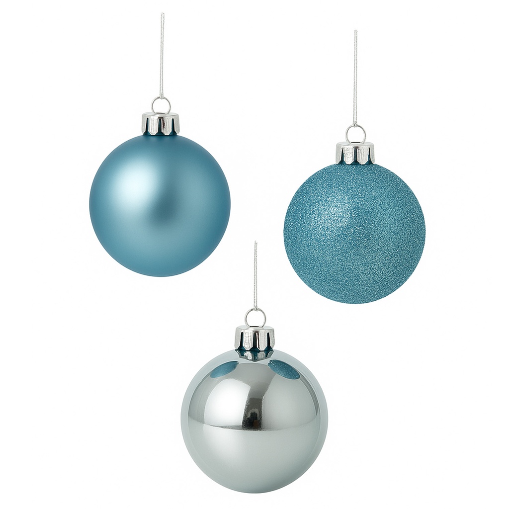 Bolas de navidad 7cm 20pcs celeste