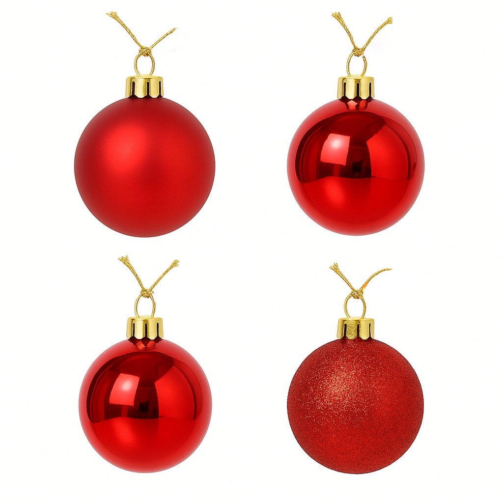 Bolas de navidad 8cm 12pcs rojo