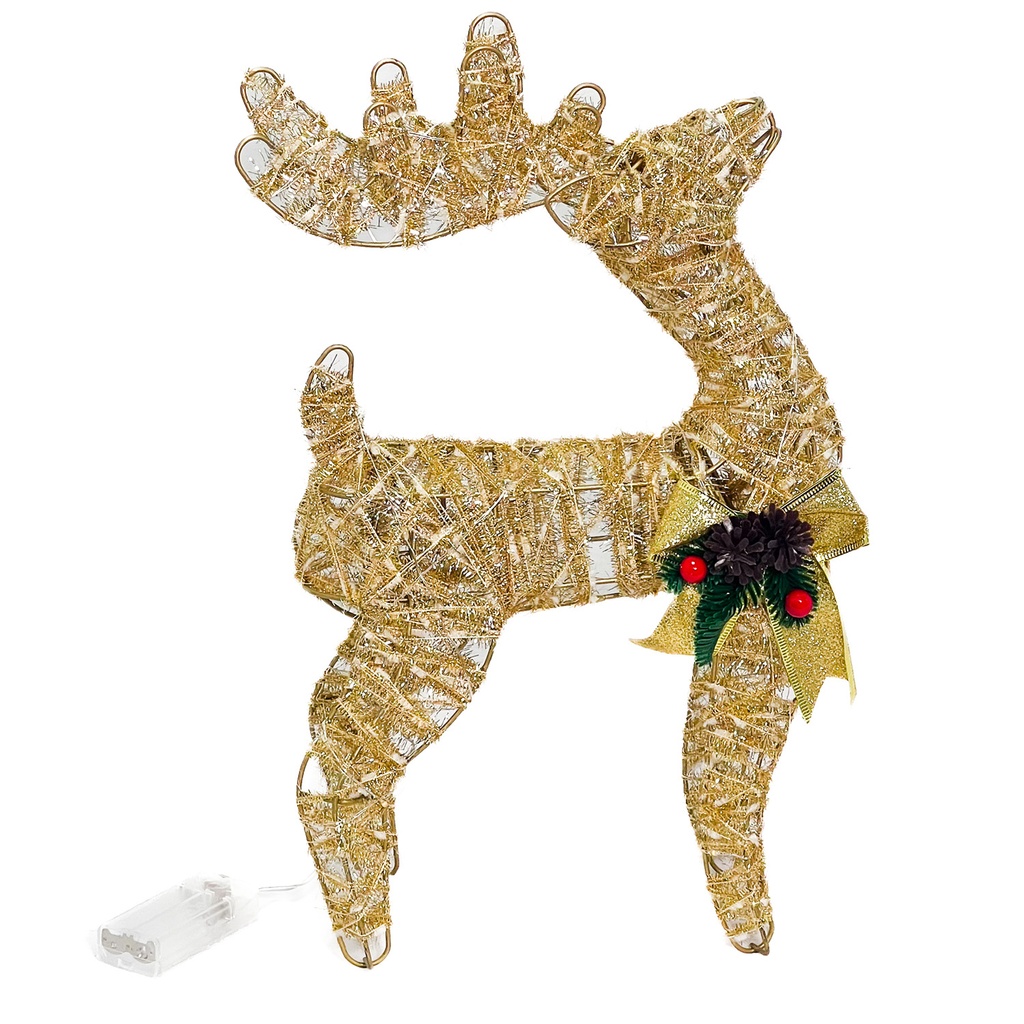 Figura navideña 40cm 30 luces LED ciervo