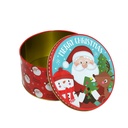 Caja lata navidad redonda pascuero celeste 13,8cm