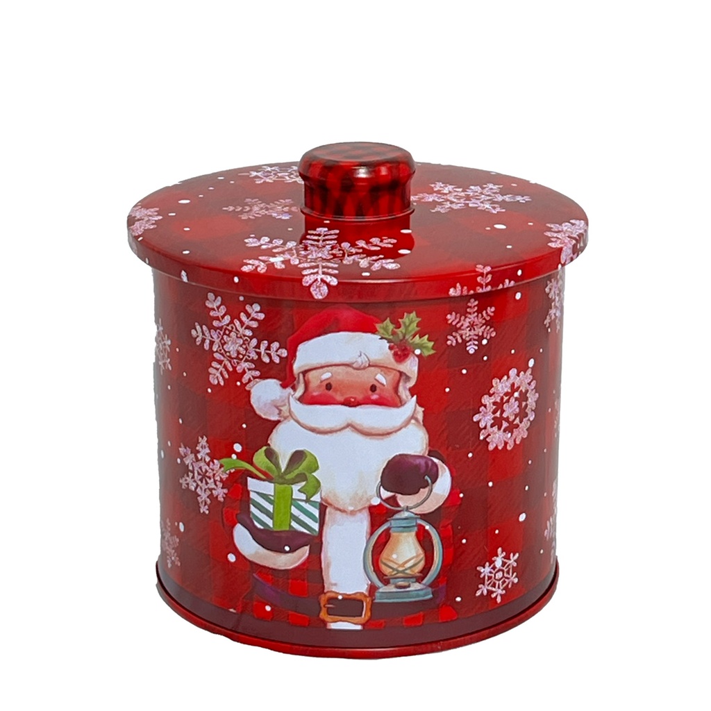 Galletero lata navidad redondo rojo 12x13cm