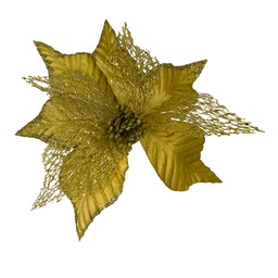 [230030690] Flor navidad 30cm dorada